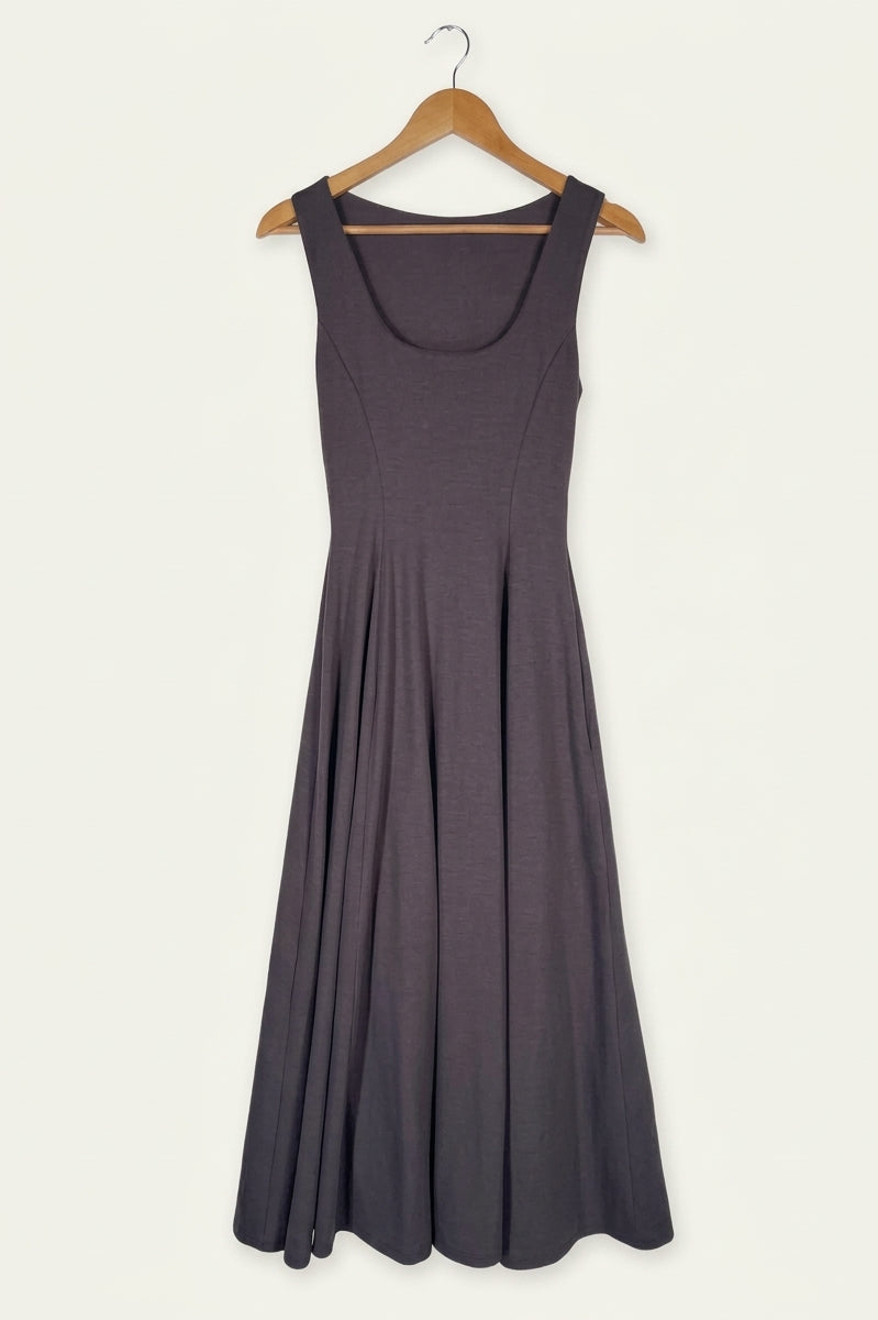 Valentina Reversible Neckline Midi Dress – Anthracite Grey Studio Sample