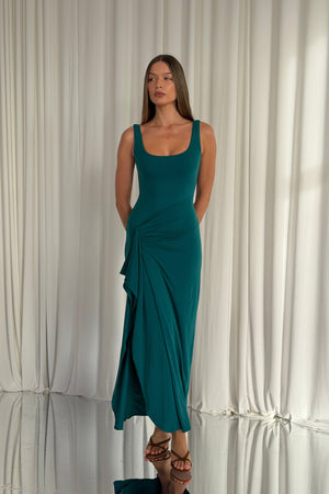 Athena Waterfall Ruffle Maxi Dress
