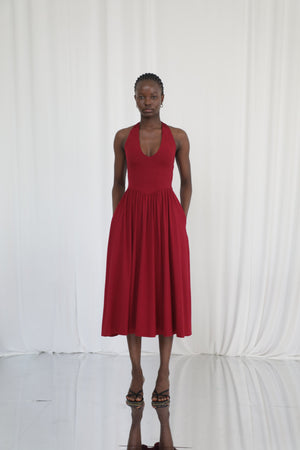 Cleo Halterneck Dress with Pockets