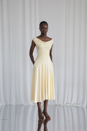 Lana Dress with Reversible Cowl Neck