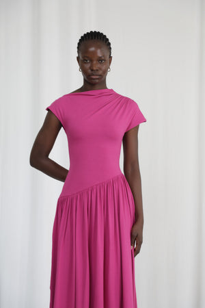 Lily Asymmetric Dropped Waist Maxi Dress