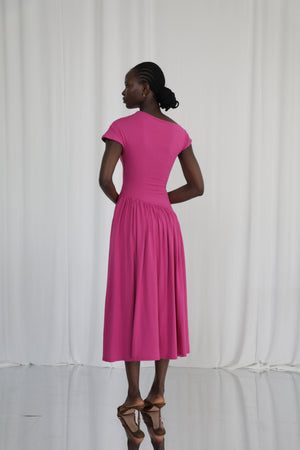 Lily Asymmetric Dropped Waist Maxi Dress