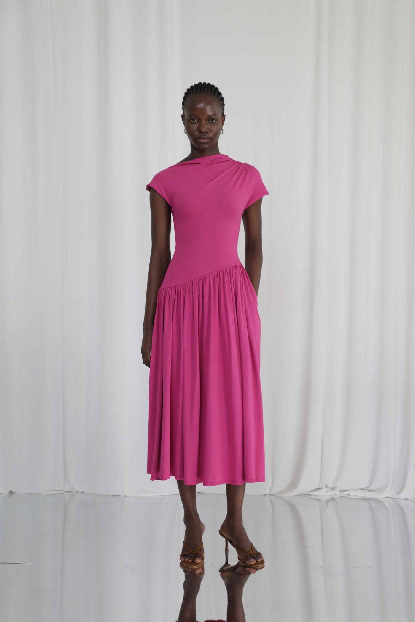 Lily Asymmetric Dropped Waist Maxi Dress