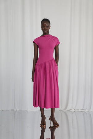 Lily Asymmetric Dropped Waist Maxi Dress