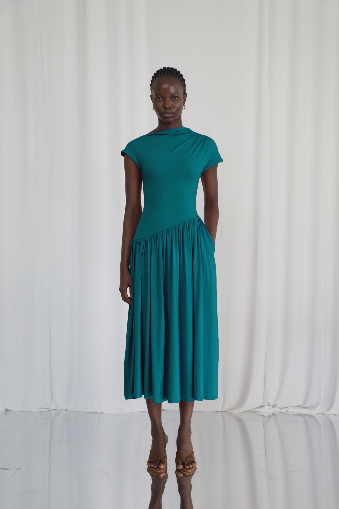 Lily Asymmetric Dropped Waist Maxi Dress