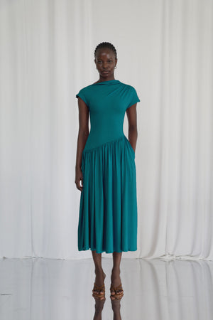 Lily Asymmetric Dropped Waist Maxi Dress
