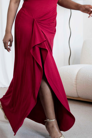 Athena Waterfall Ruffle Maxi Dress