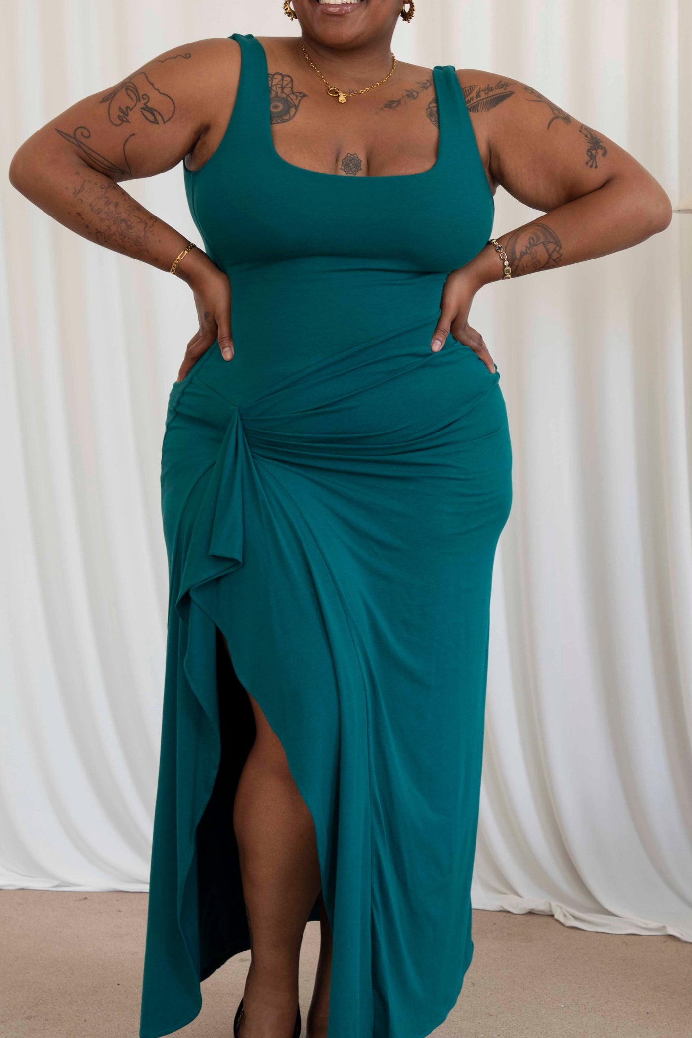 Athena Waterfall Ruffle Maxi Dress