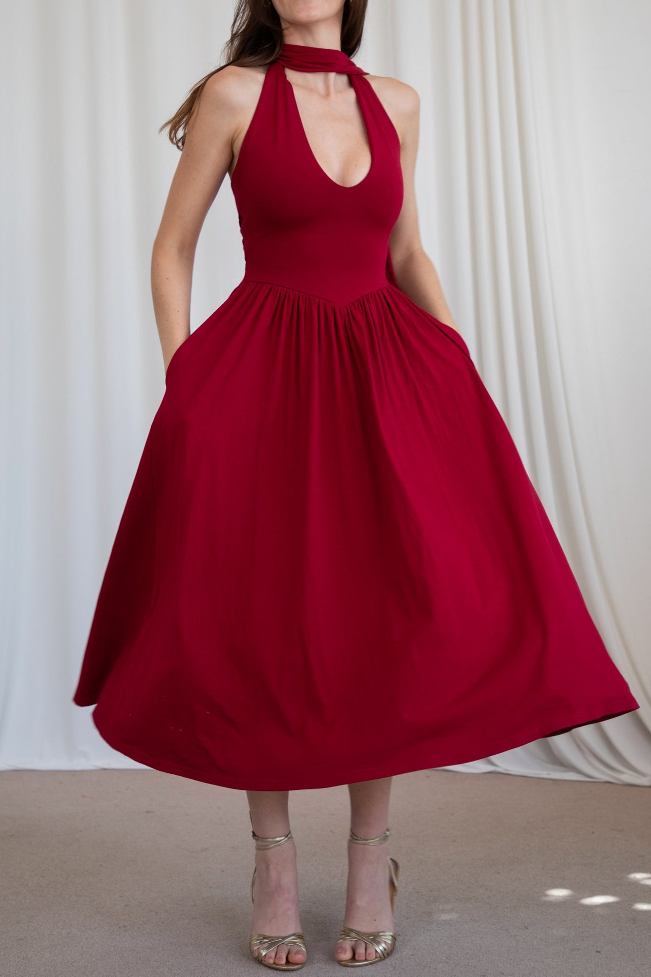 Cleo Halterneck Dress with Pockets