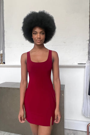 Paxton Mini Dress – Wine Red Studio Sample