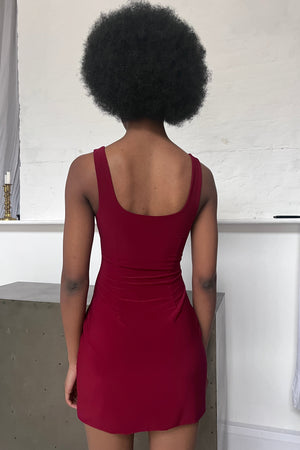 Paxton Mini Dress – Wine Red Studio Sample
