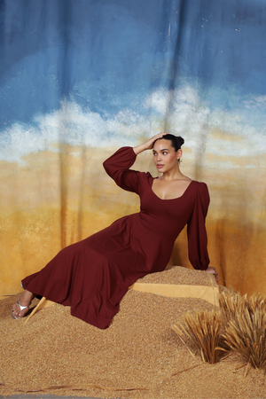 James Long Sleeve Reversible Midaxi Dress with Pockets