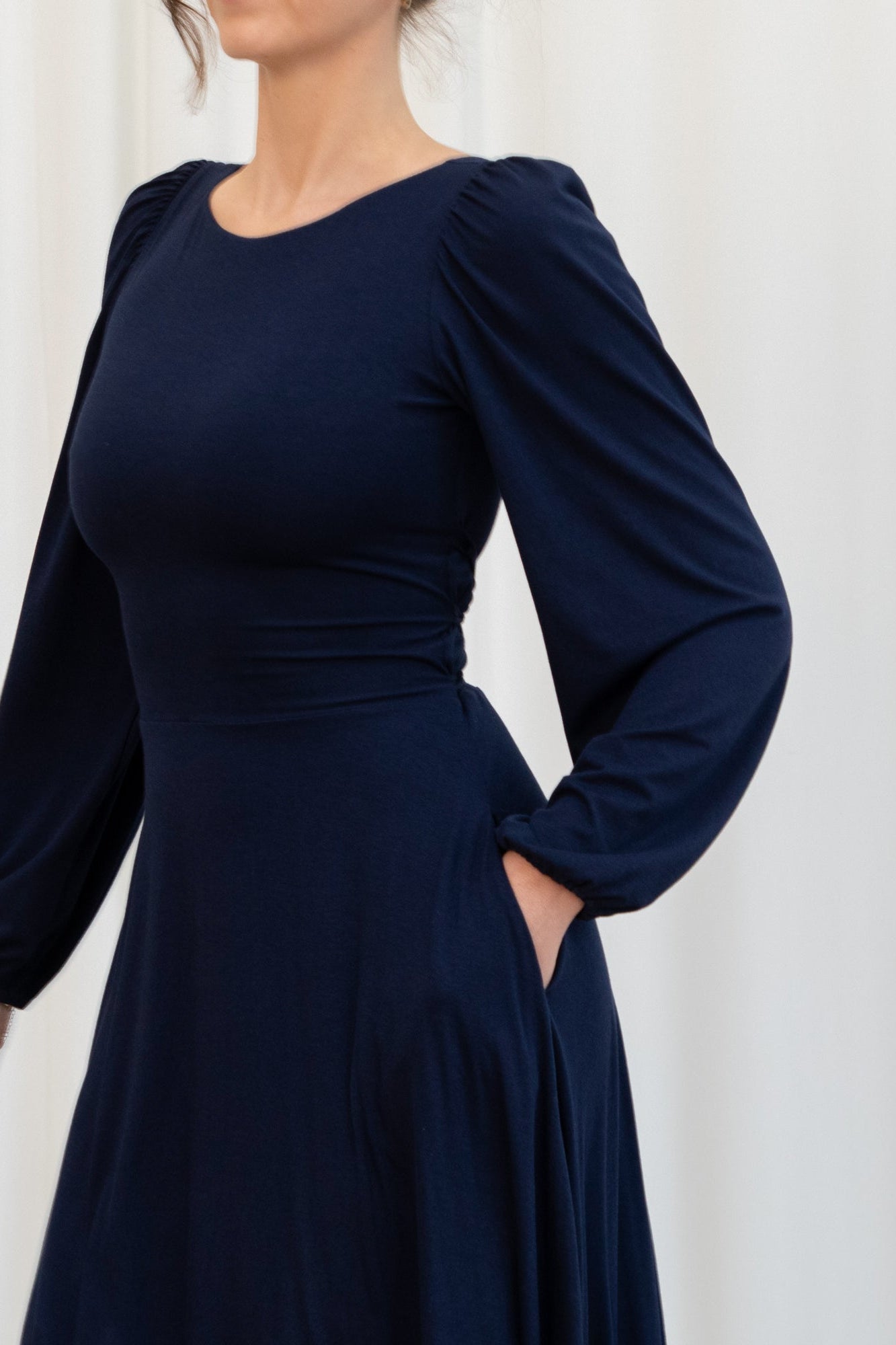 James Long Sleeve Reversible Midaxi Dress with Pockets
