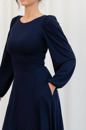James Long Sleeve Reversible Midaxi Dress with Pockets