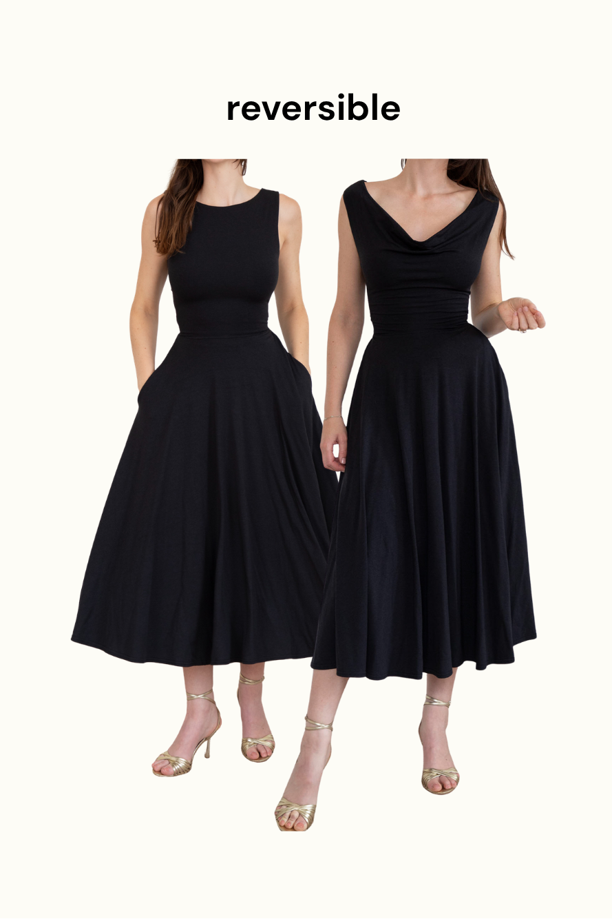 Lana Dress with Reversible Cowl Neck