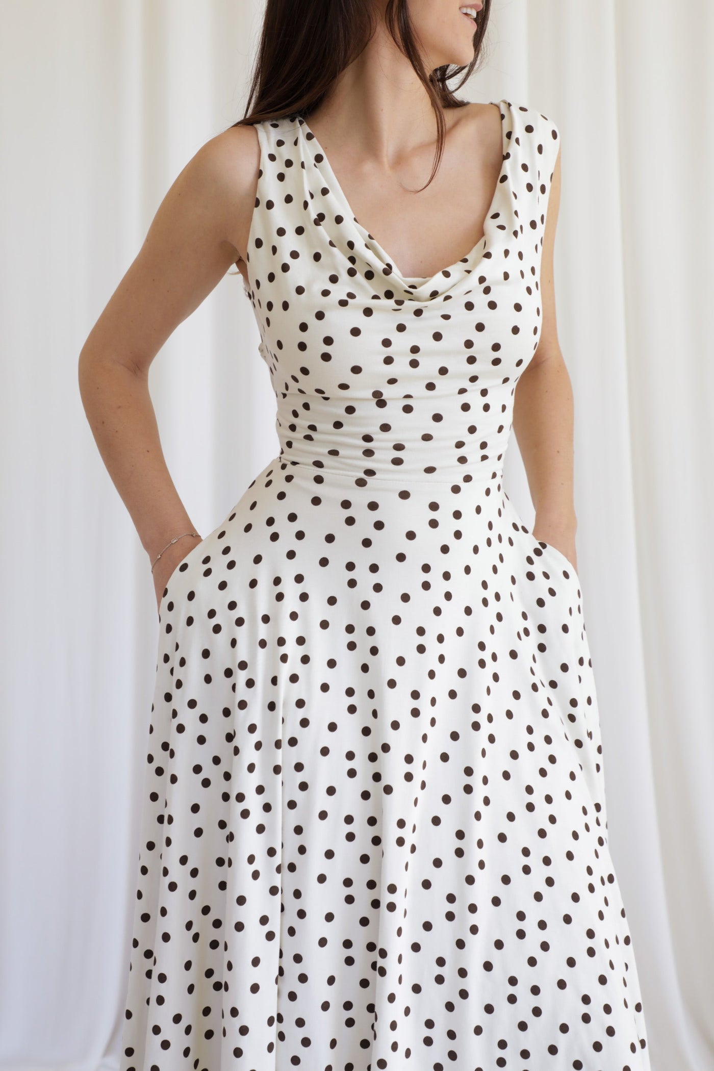 Lana Dress with Reversible Cowl Neck