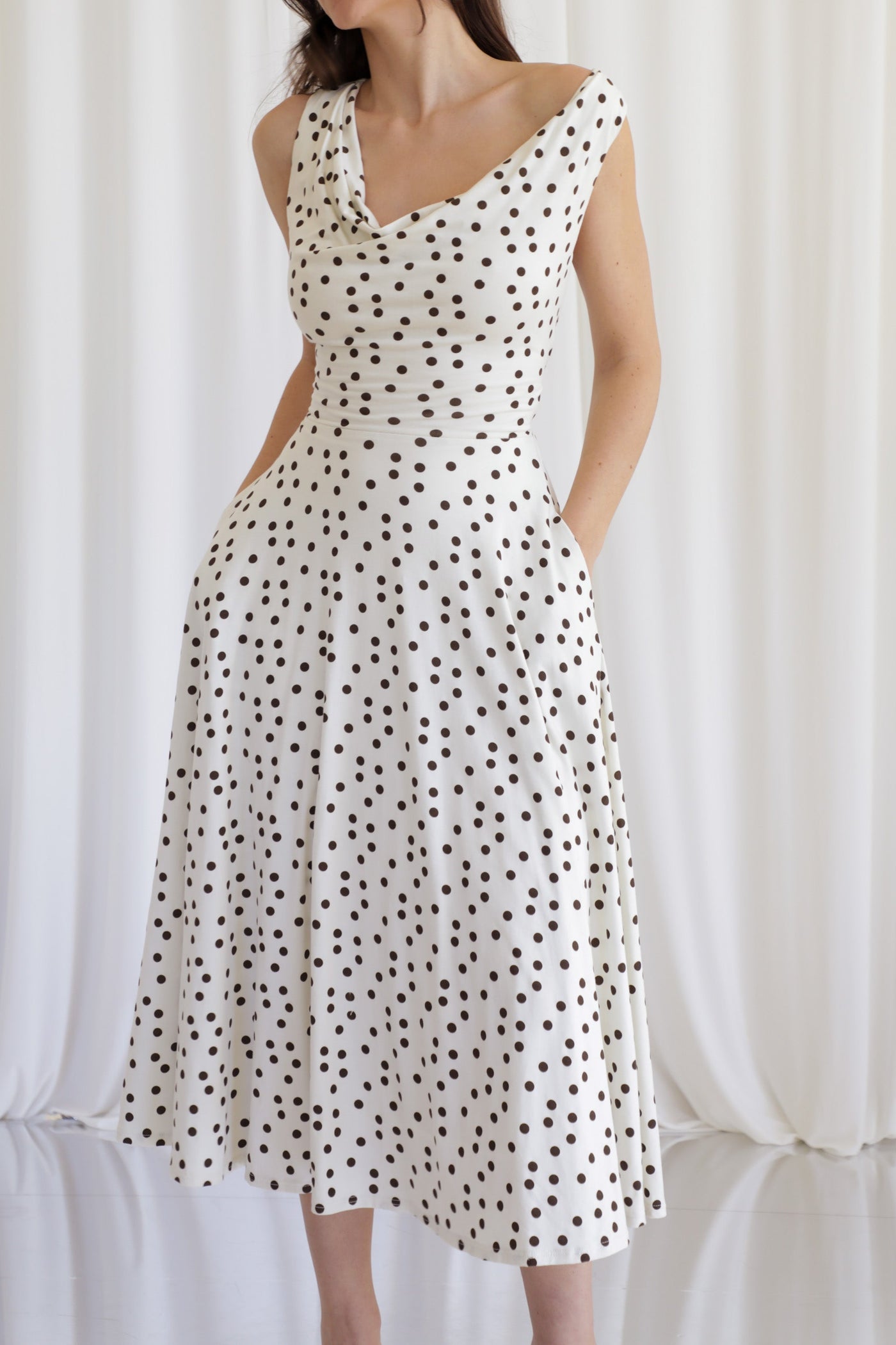 Lana Dress with Reversible Cowl Neck