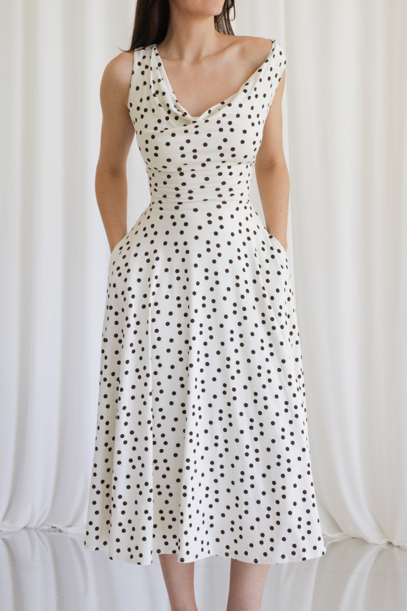 Lana Dress with Reversible Cowl Neck