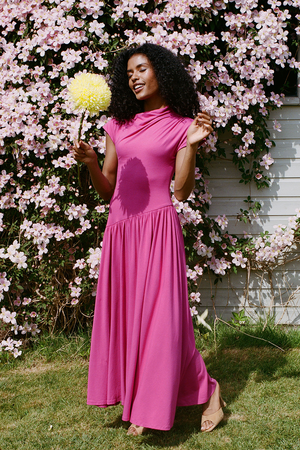 Lily Asymmetric Dropped Waist Maxi Dress