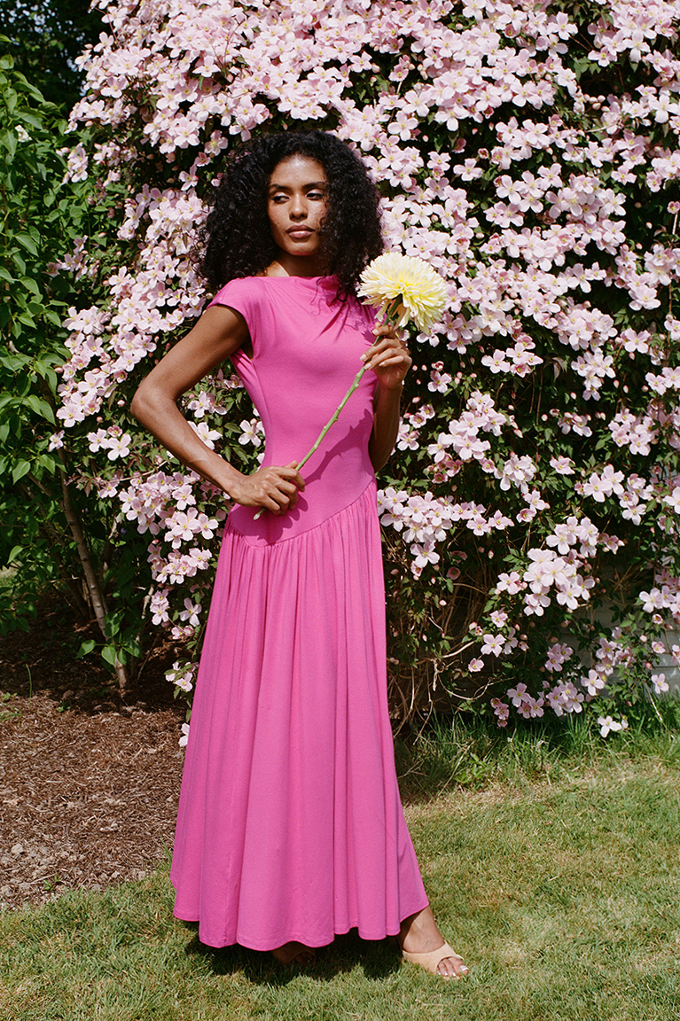 Lily Asymmetric Dropped Waist Maxi Dress