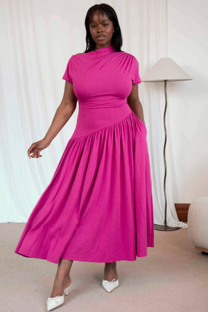 Lily Asymmetric Dropped Waist Maxi Dress