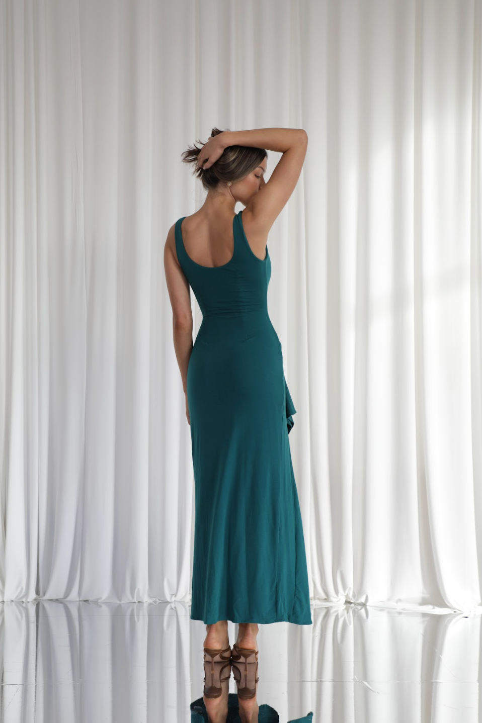 Athena Waterfall Ruffle Maxi Dress