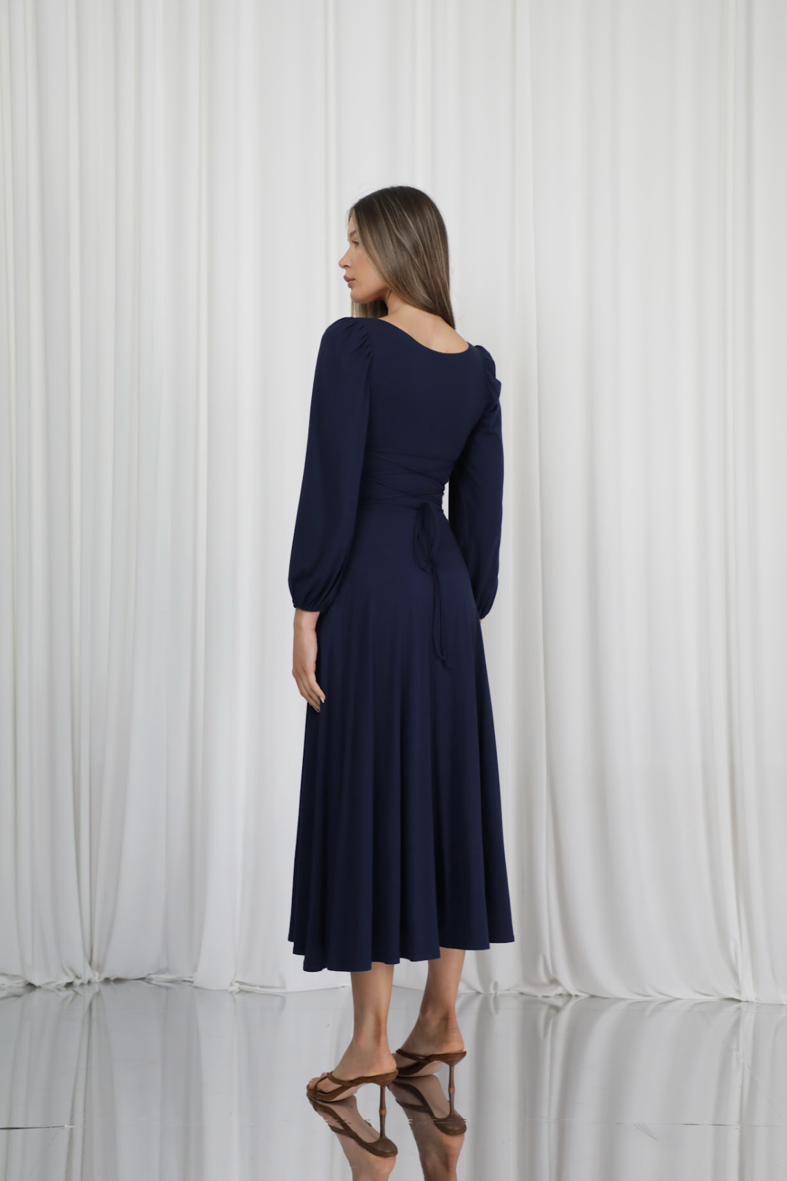 James Long Sleeve Reversible Midaxi Dress with Pockets