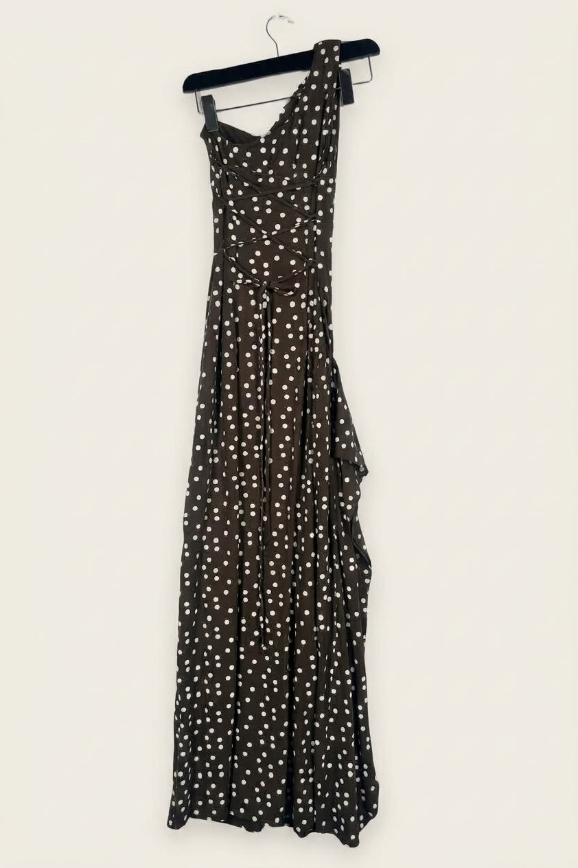 Astoria Maxi Dress (Scarf Not Included) – Brown Polka Dot Studio Sample