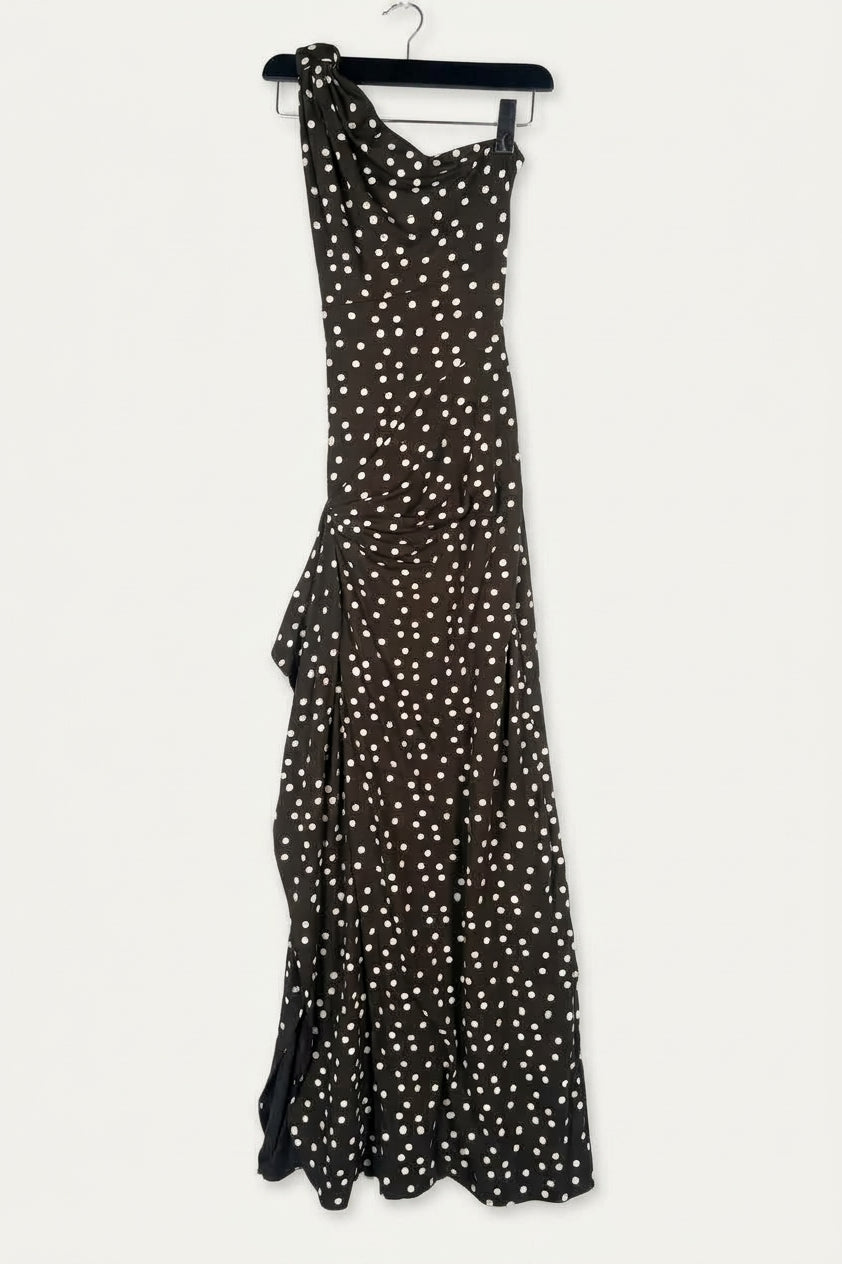 Astoria Maxi Dress (Scarf Not Included) – Brown Polka Dot Studio Sample