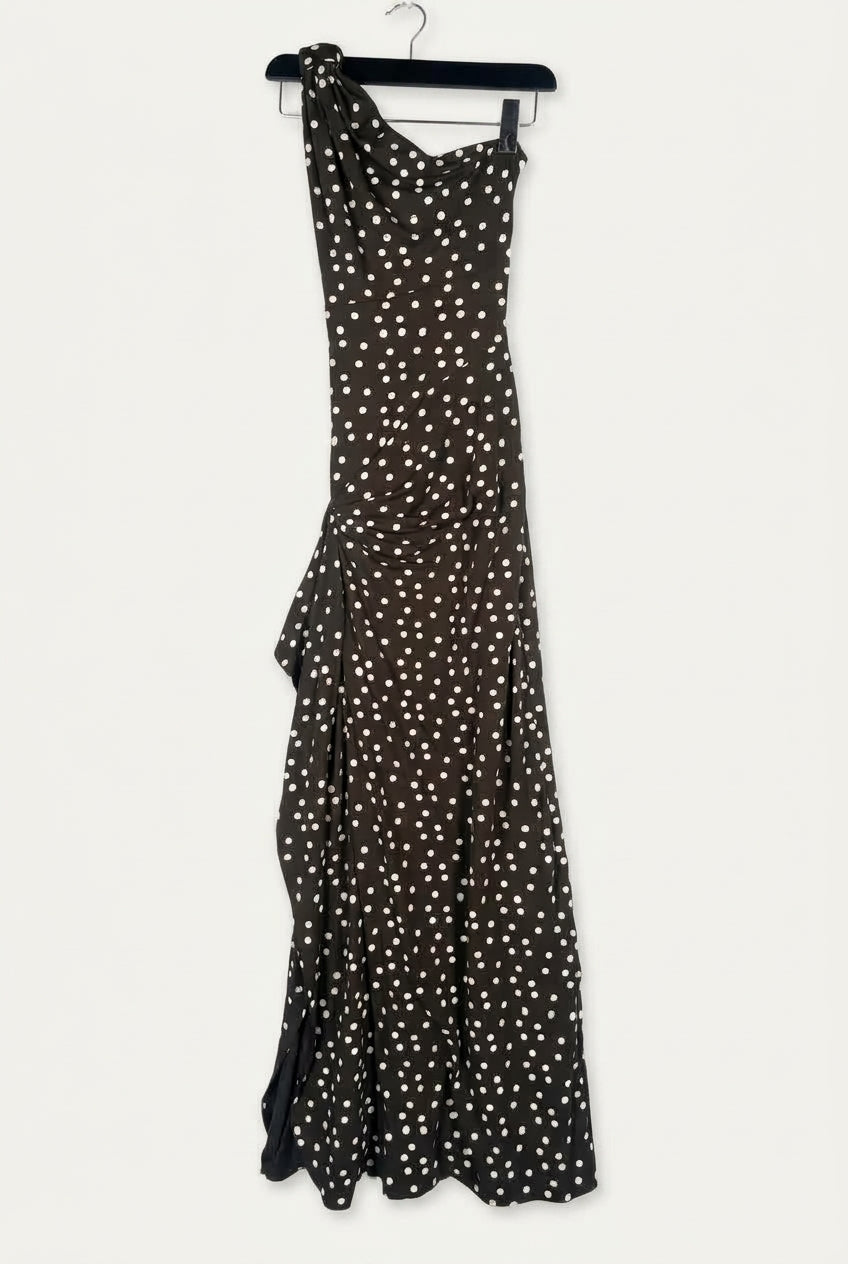 Astoria Maxi Dress (Scarf Not Included) – Brown Polka Dot Studio Sample