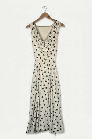 Lana Reversible Cowl Neck Dress – Soft Polka Dot (Large Dot) Studio Sample