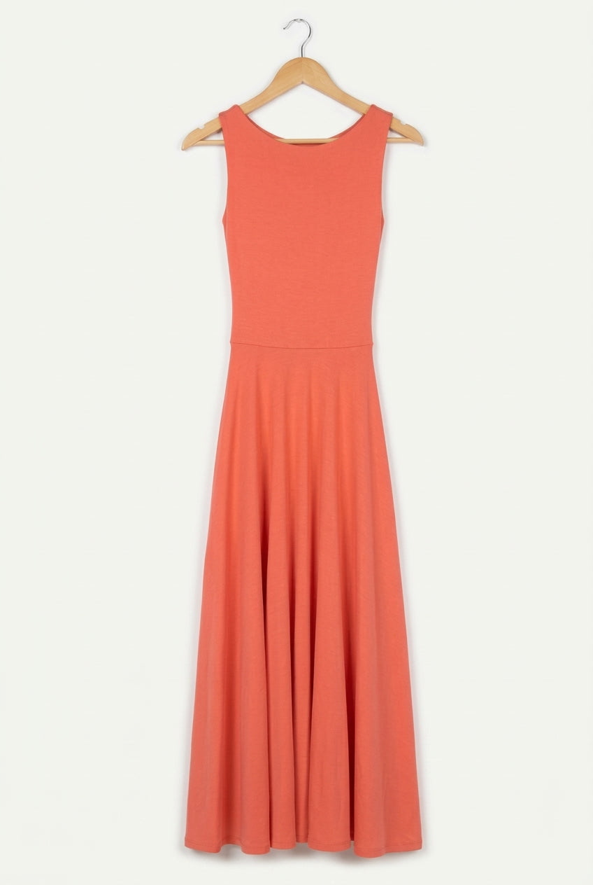 Juni Reversible Neckline Maxi Dress – Bright Coral Studio Sample
