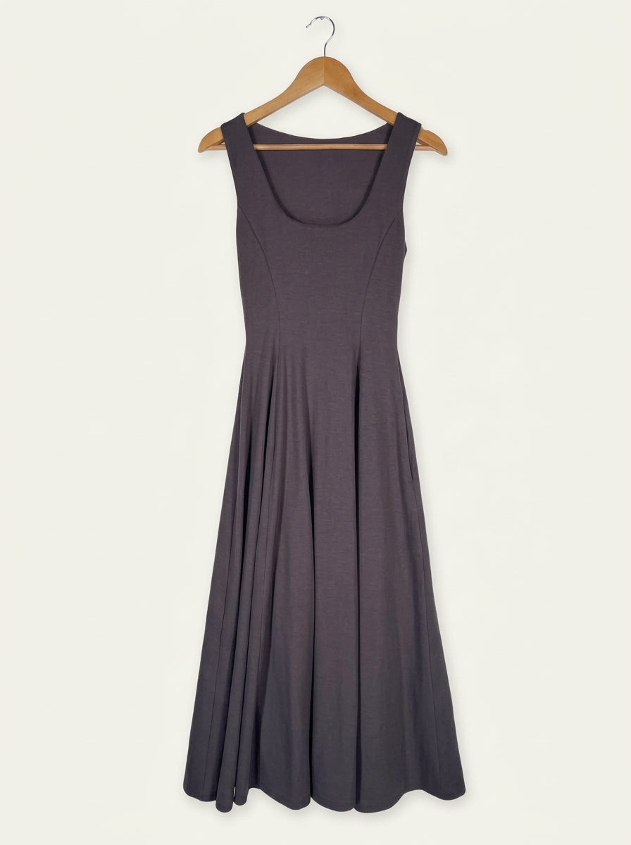 Valentina Reversible Neckline Midi Dress – Anthracite Grey Studio Sample