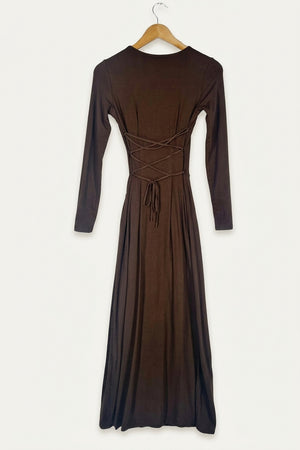 Kali Asymmetric Midaxi Dress – Chocolate Brown Studio Sample