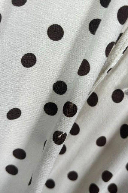 Penelope Bardot Maxi Dress – Soft Polka Dot Studio Sample
