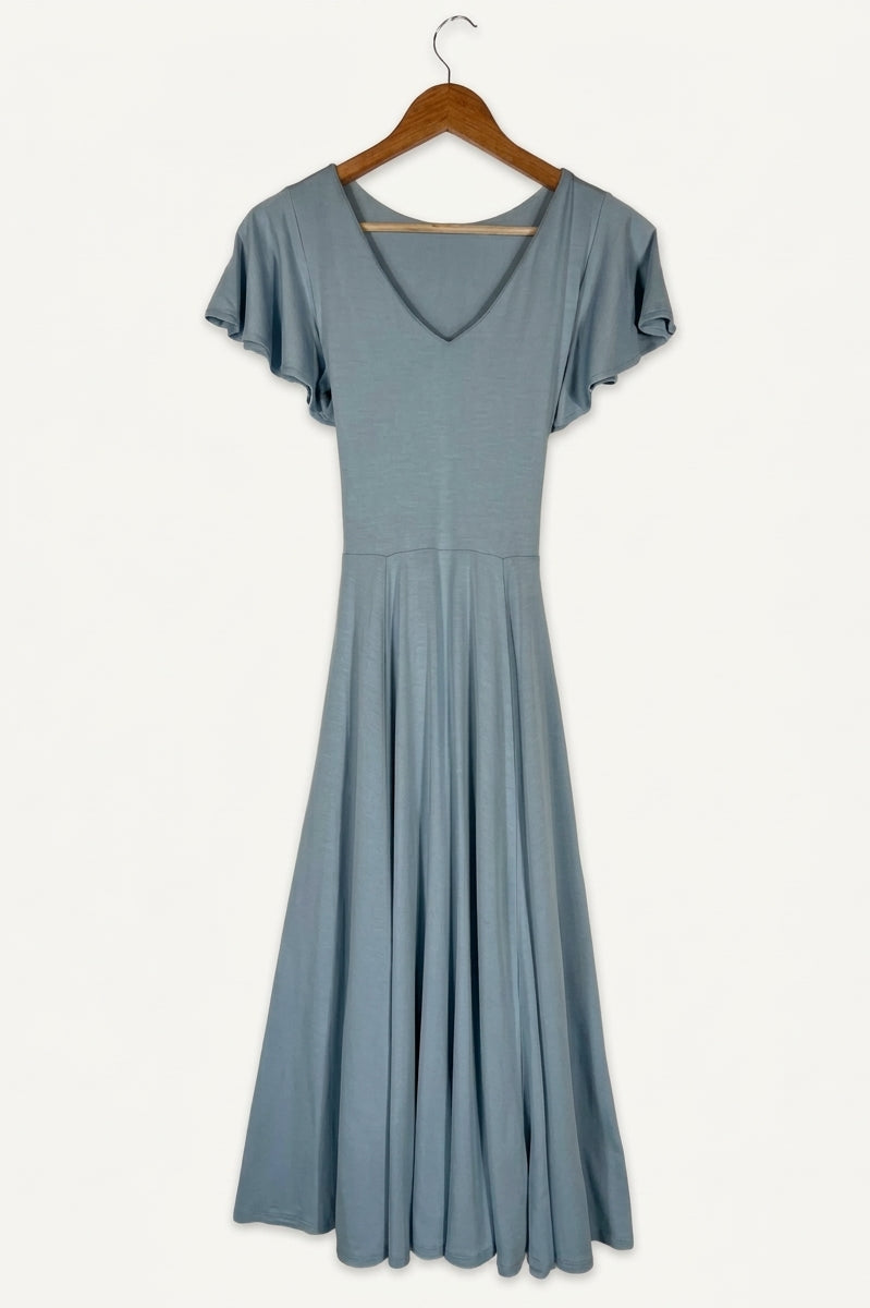 Ava Reversible Neckline Midi Dress – Pale Blue Studio Sample