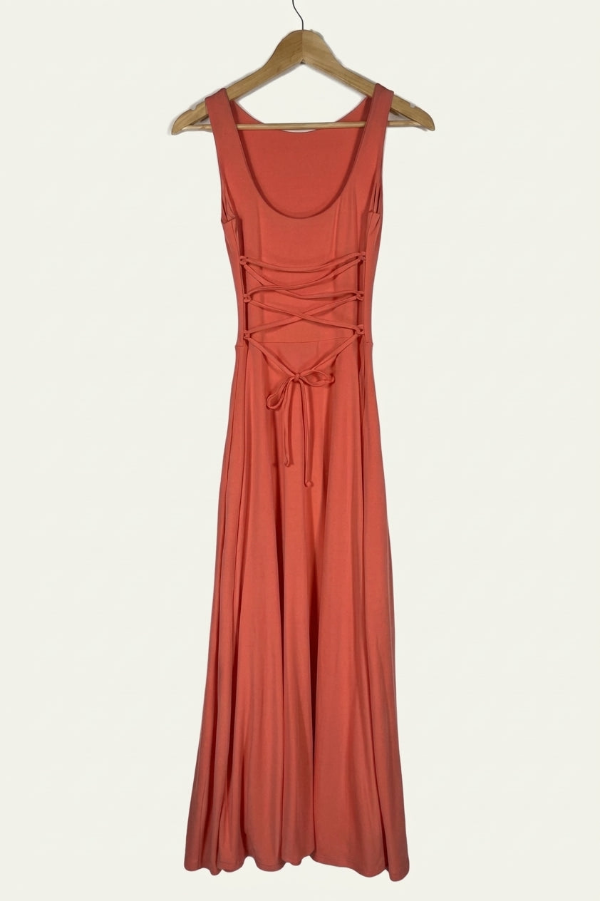 Juni Reversible Neckline Maxi Dress – Bright Coral Studio Sample