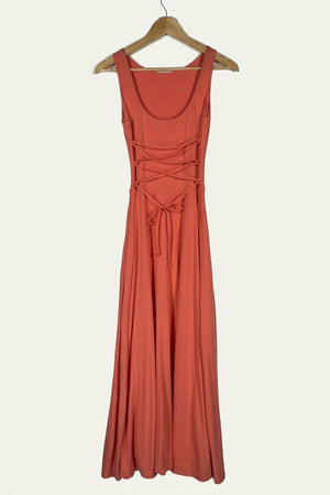 Juni Reversible Neckline Maxi Dress – Bright Coral Studio Sample
