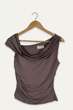 Olive Reversible Draped Top – Mink Studio Sample