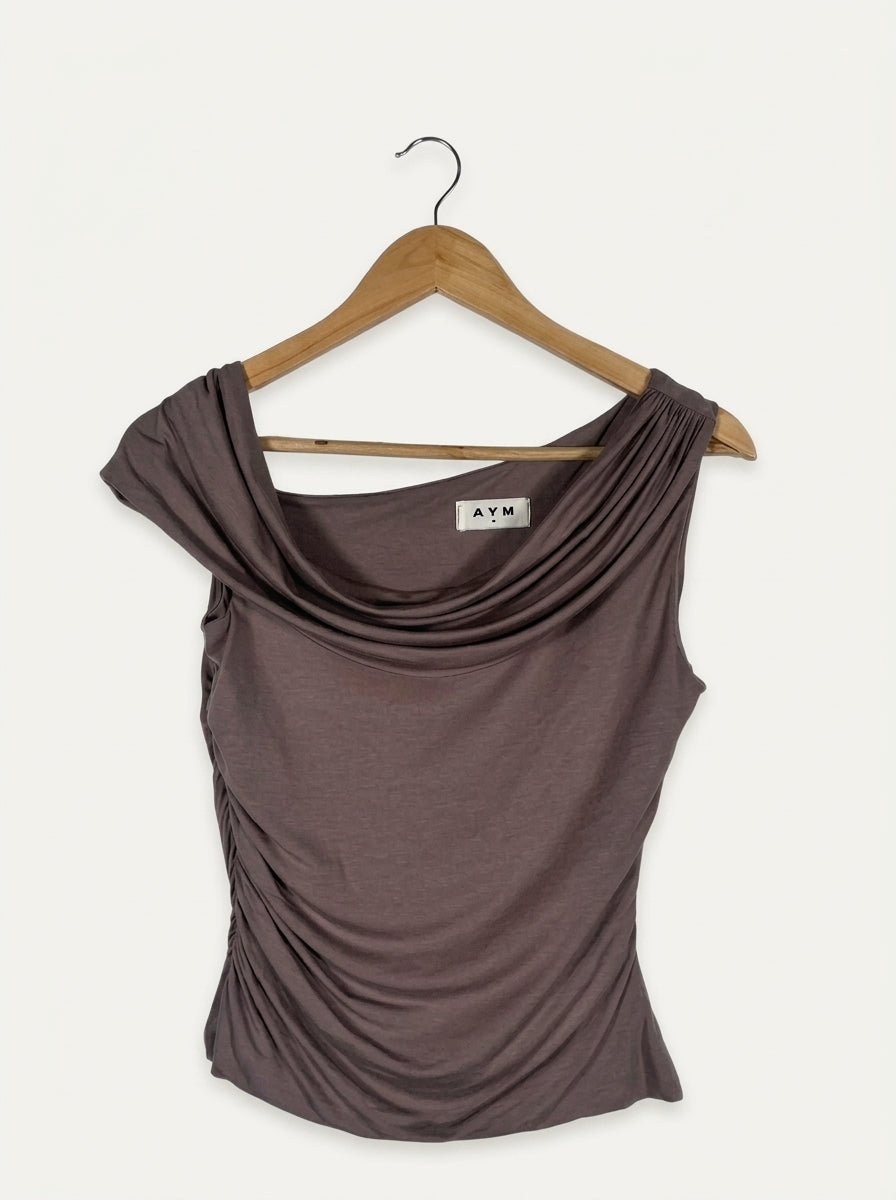 Olive Reversible Draped Top – Mink Studio Sample
