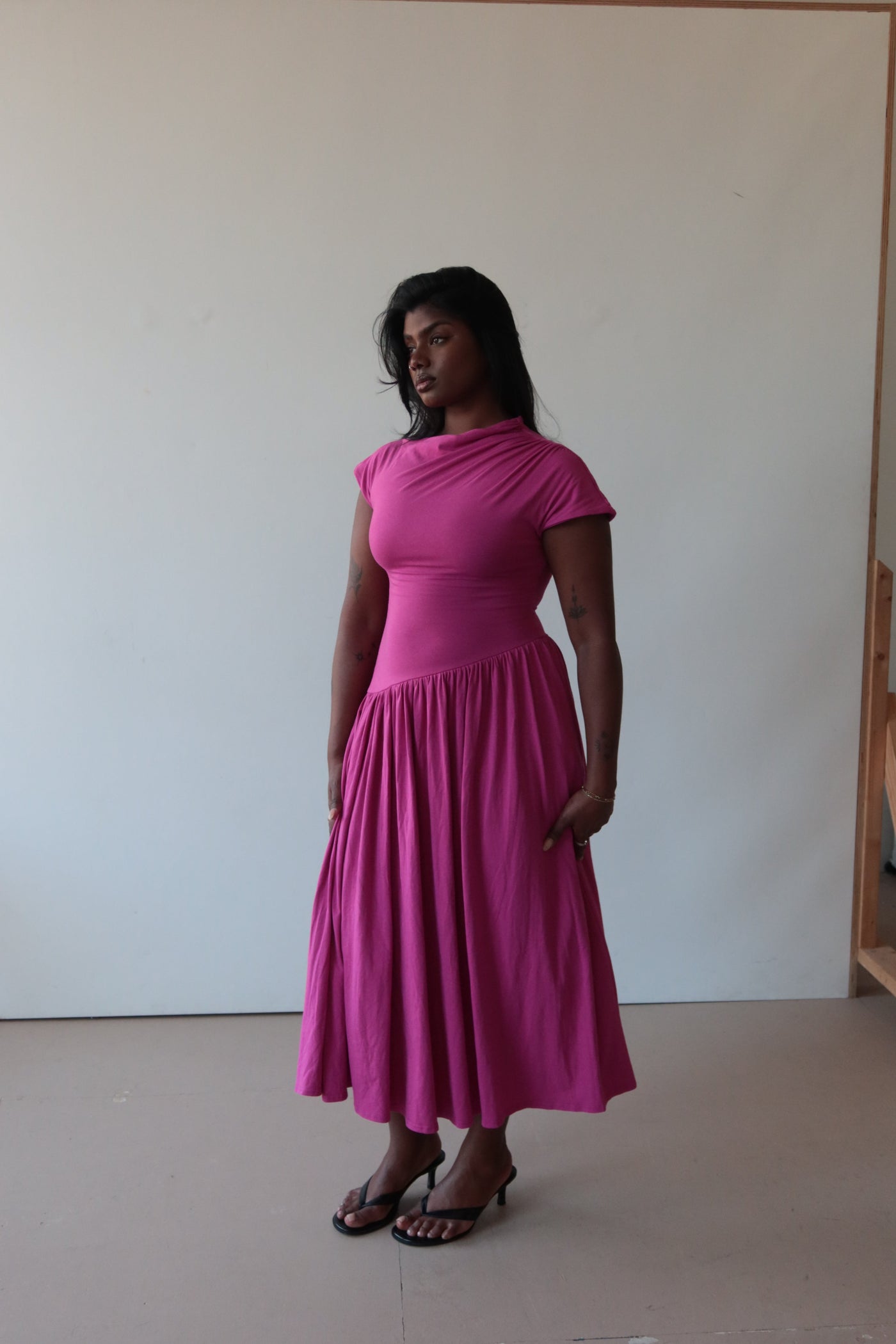 Lily Asymmetric Dropped Waist Maxi Dress
