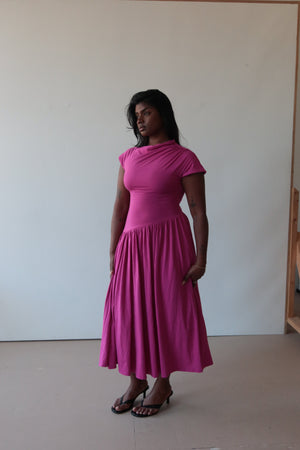 Lily Asymmetric Dropped Waist Maxi Dress